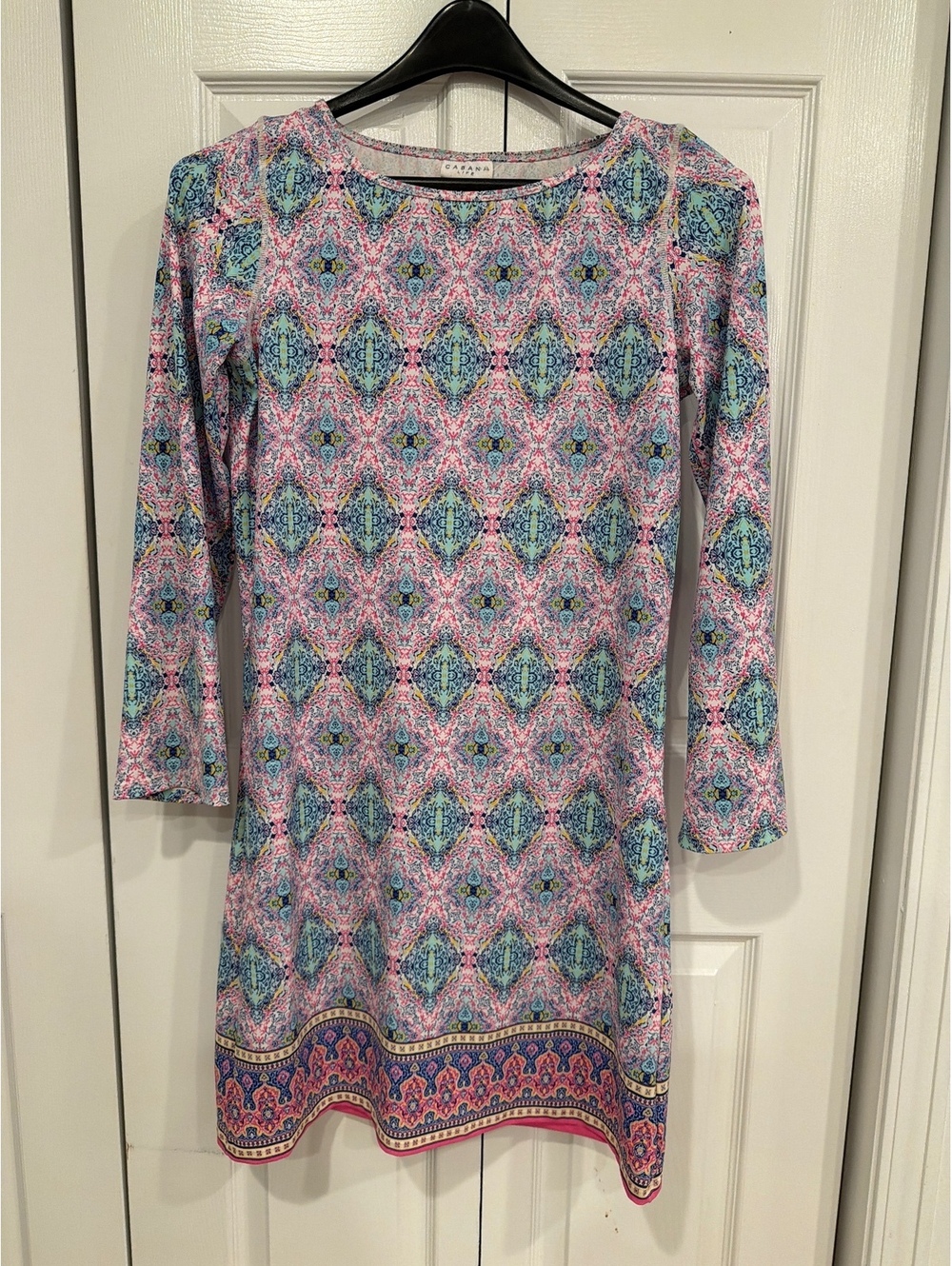 Cabana Life Women's Long Sleeve Printed Dress Size Large